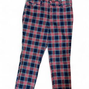 Old Navy Woman's Tartan Red and Blue Plaid High Rise Pixie Pockets SZ 12